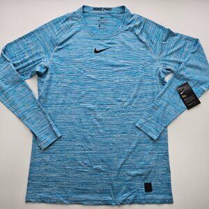 Nike Pro Fitted Dri-Fit Heather Blue Long Sleeve Tee NWT